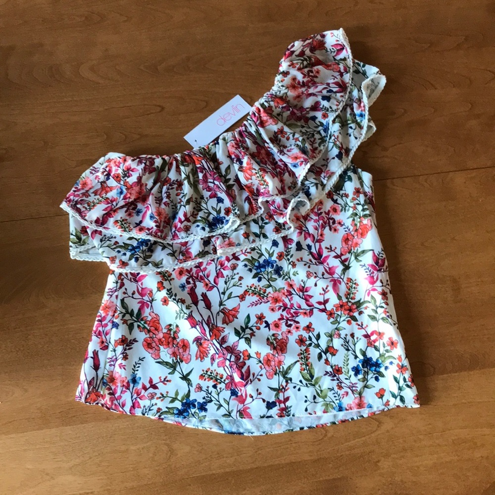 NWT one-shoulder floral blouse - Picture 1 of 4